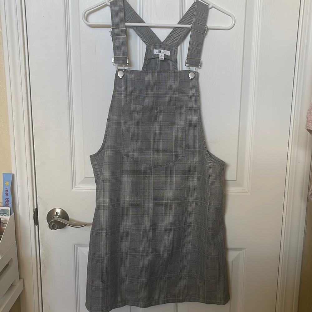 Dress plaid overalls